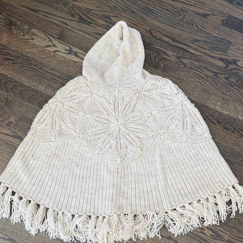 INC International Concepts Hooded 3 Button Wool Cape w Fringe Sun Sz Petite XS-S - Picture 7 of 17